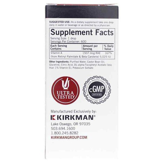 Mycelized Vitamin A, 1 Oz, KRK