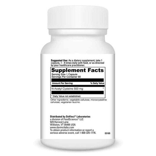 N-Acetyl Cysteine 500 Mg, 90 Veg Capsules, DL