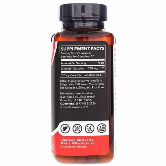 N-Acetyl Cysteine 750 Mg, 60 Veg Capsules, LSE