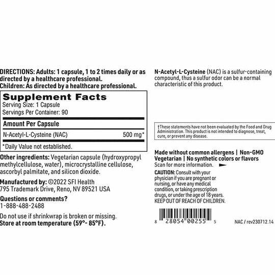 N-Acetyl-L-Cysteine, 90 Capsules, KL