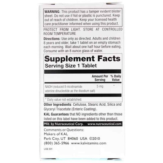 NADH 5 Mg, 60 Tablets, KAL