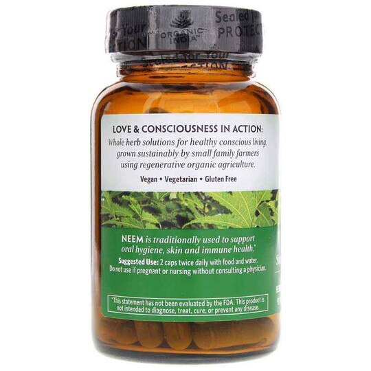 Neem Certified Organic, 90 Veg Capsules, OGI