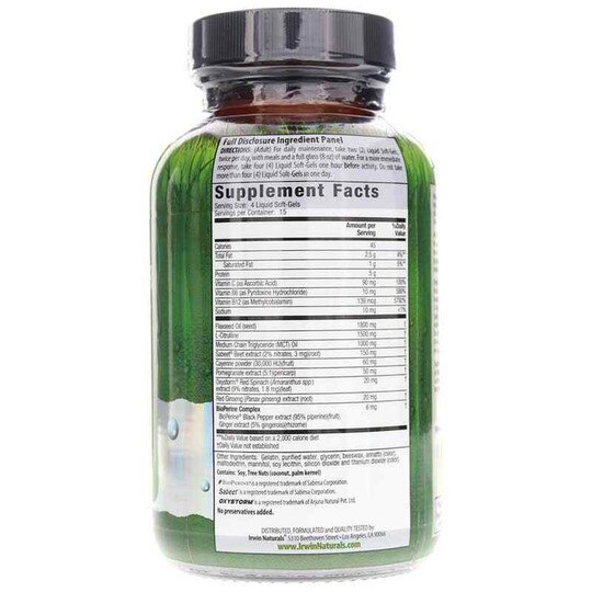 Nitric Oxide PWR Blood-Flow Booster, 60 Liquid Softgels, IRN