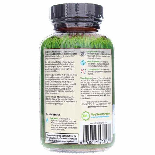 Nitric Oxide PWR Blood-Flow Booster, 60 Liquid Softgels, IRN