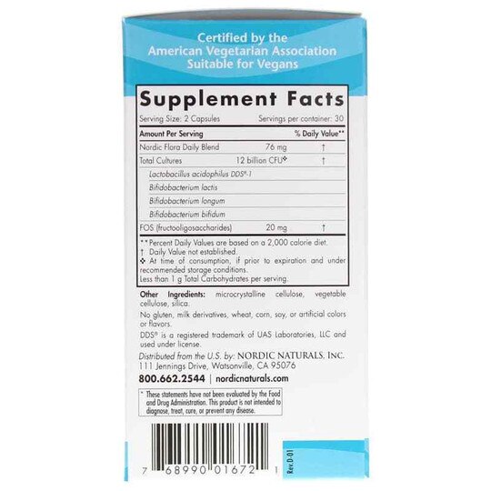 Nordic Flora Probiotic Daily, 60 Capsules, NRN
