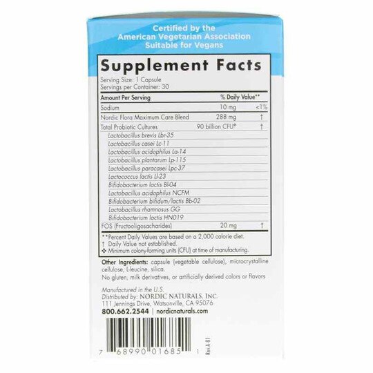 Nordic Flora Probiotic Maximum Care, 30 Capsules, NRN