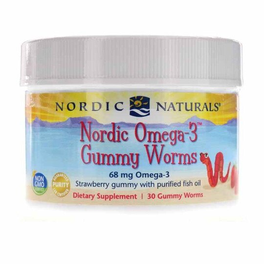 Nordic Omega-3 Gummy Worms Strawberry, 30 Gummies, NRN