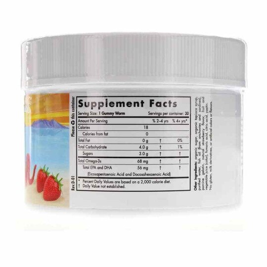 Nordic Omega-3 Gummy Worms Strawberry, 30 Gummies, NRN