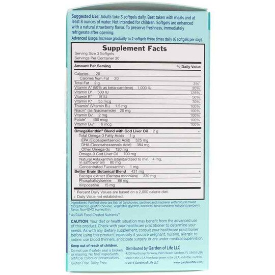 Oceans 3 Better Brain with OmegaXanthin, 90 Softgels, GOL