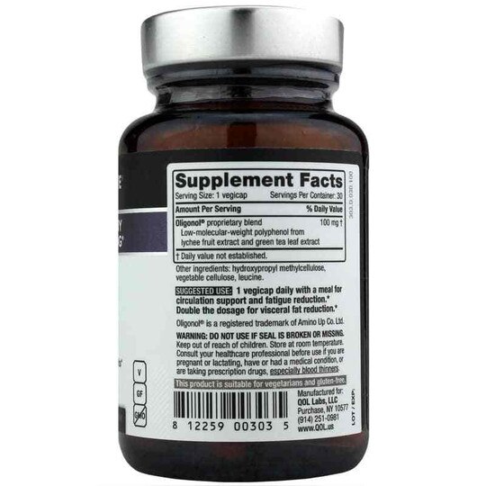Oligonol Patented Lychee Polyphenol, 30 Veg Capsules, QOL