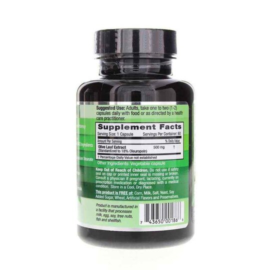 Olive Leaf 500 Mg, 60 Veg Capsules, EMD