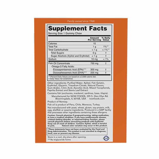 Omega-3 Fish Oil Gummy Chews, 36 Gummies, NOW