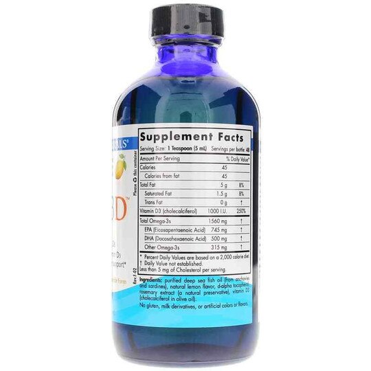 Omega-3D Liquid Lemon Flavor, 8 Oz, NRN