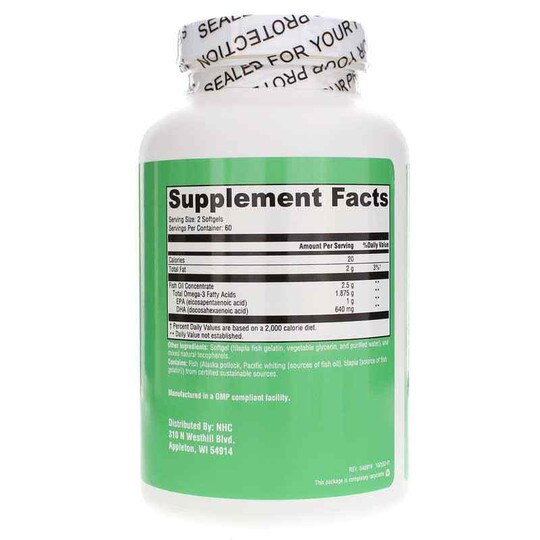 Omega Concepts 820 Alaskan Fish Oil, 120 Fish Gelatin Softgels, NHC