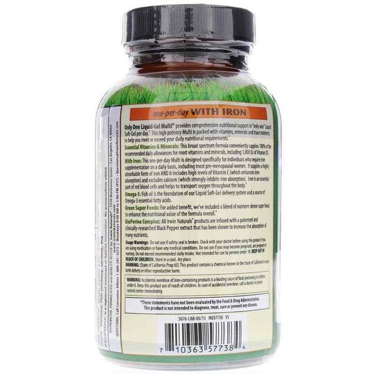 Only One Liquid-Gel Multi with iron, 60 Liquid Softgels, IRN
