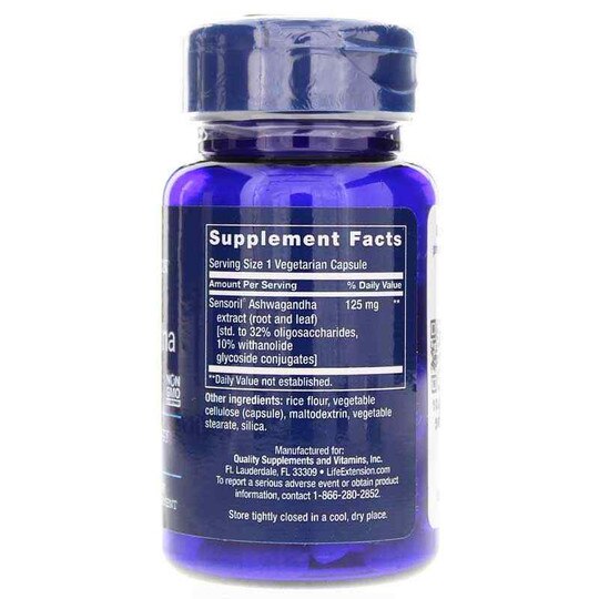 Optimized Ashwagandha Extract, 60 Veg Capsules, LFE