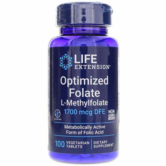 Optimized Folate L-Methylfolate, 100 Veg Tablets, LFE