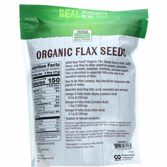 Organic Flax Seeds, 2 Lbs, NOW
