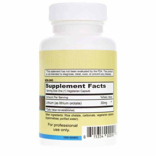 Organic Lithium (Orotate) 30 Mg, 100 Veg Capsules, PRTO