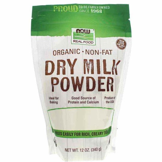 Organic Non-Fat Dry Milk Powder, 12 Oz, NOW