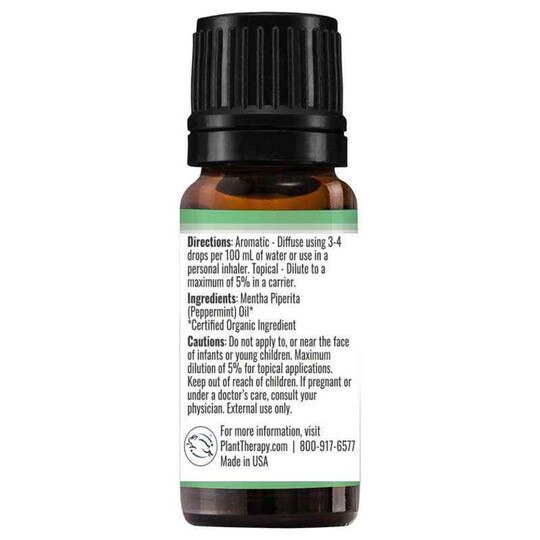 Organic Peppermint Essential Oil, .33 Oz, PL