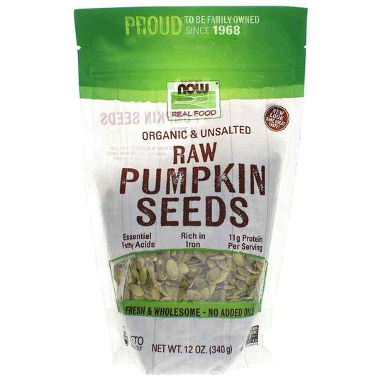 Organic Pumpkin Seeds Unsalted, 12 Oz, NOW