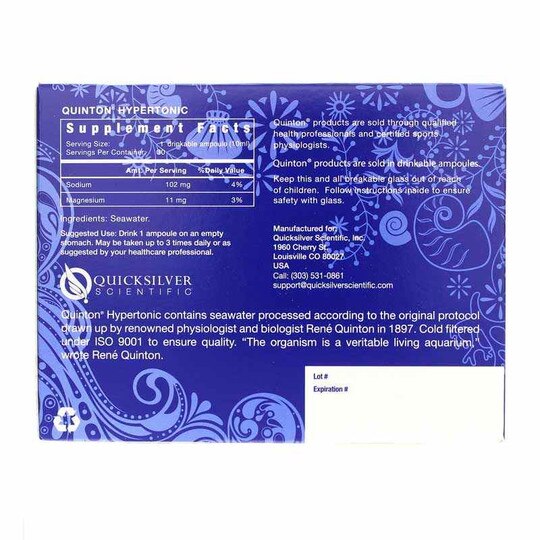 Original Quinton Hypertonic Solution - Filtered Sea Water Hydration -  Liquid Minerals with Electrolytes for Muscle Recovery, Stamina + Mineral