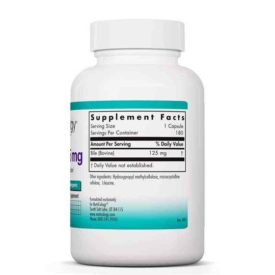 Ox Bile 125 Mg, 180 Veg Capsules, NTC