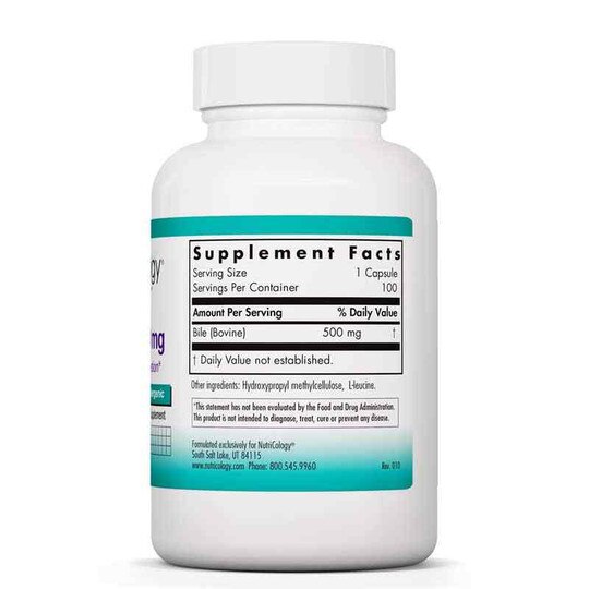 Ox Bile 500 Mg, 100 Veg Capsules, NTC