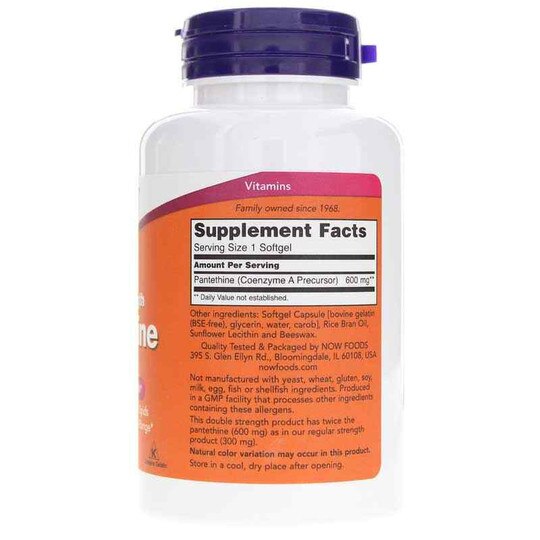 Pantethine 600 Mg Double Strength, 60 Softgels, NOW