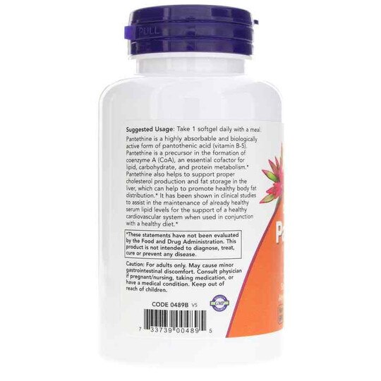 Pantethine 600 Mg Double Strength, 60 Softgels, NOW