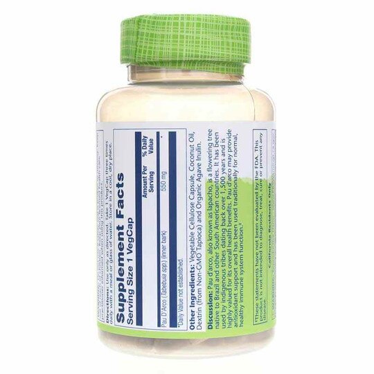 Pau D'Arco 550 Mg, 100 Veg Capsules, SLR