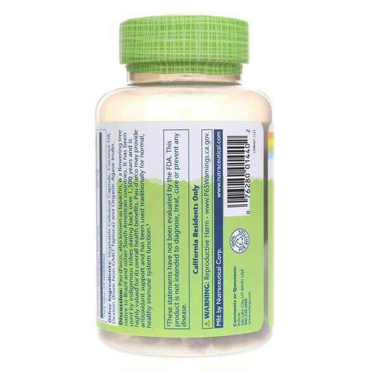 Pau D'Arco 550 Mg, 100 Veg Capsules, SLR