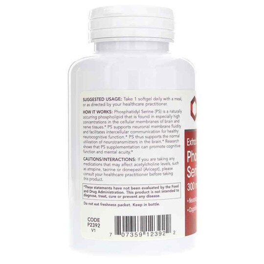 Phosphatidyl Serine 300 Mg Extra Strength, 50 Softgels, PFLB
