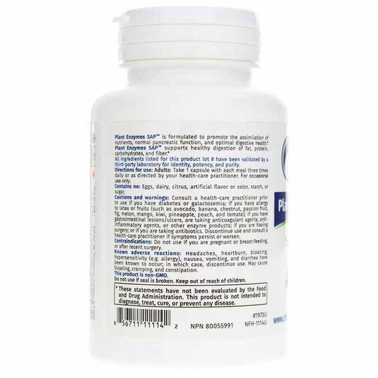 Plant Enzymes SAP, 90 Capsules, NFH