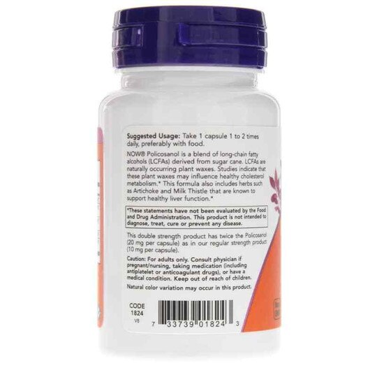Policosanol 20 Mg Double Strength, 90 Veg Capsules, NOW