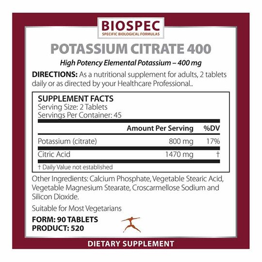 Potassium Citrate 400, 90 Tablets, BSP