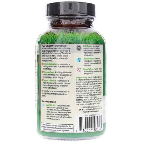 Power to Sleep PM with 6 Mg Melatonin, 60 Liquid Softge, IRN