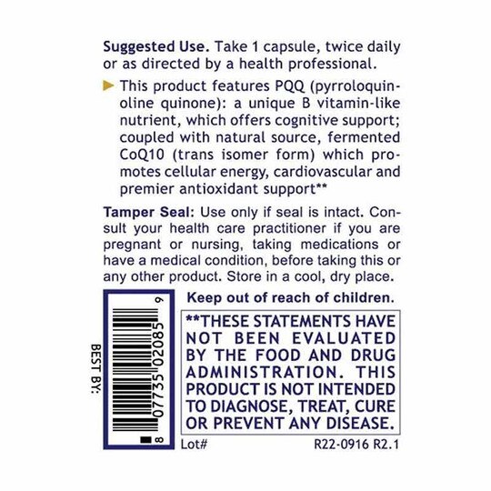 PQQ Complex with CoQ-10, 60 Veg Capsules, PRL