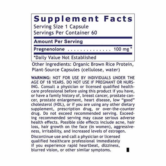 Pregnenolone 100 Mg, 60 Veg Capsules, PRL