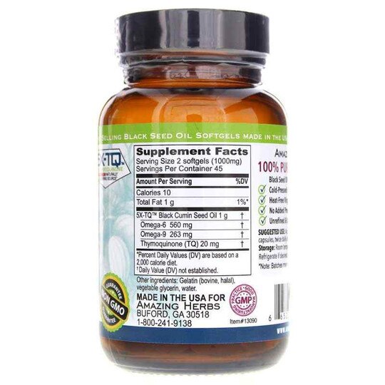 Premium Black Seed Oil Softgels 500 Mg, 90 Softgels, AZH
