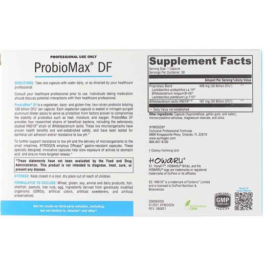 ProbioMax DF 100 Billion CFU, 30 Veg Capsules, XYM