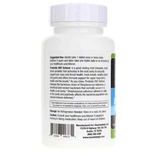 Probiotic ENT Defend, 60 Chewable Tablets, NBX