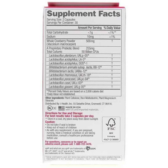 Probiotics Women's with Cranberry, 60 Vegan Capsules, UP4