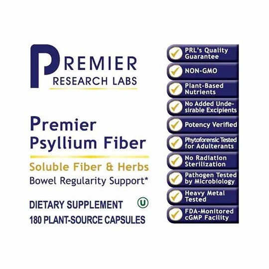 Psyllium Fiber, 180 Veg Capsules, PRL