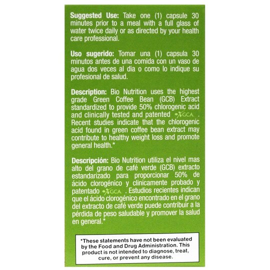 Pure Green Coffee Bean GCA 800 Mg, 50 Capsules, BNU
