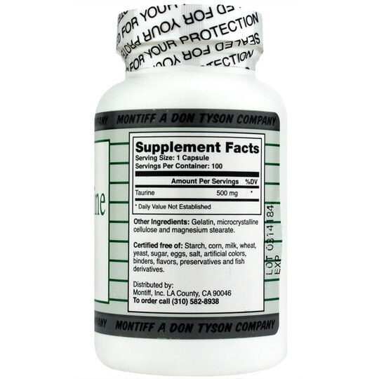 Pure Taurine 500 Mg, 100 Capsules, MNT