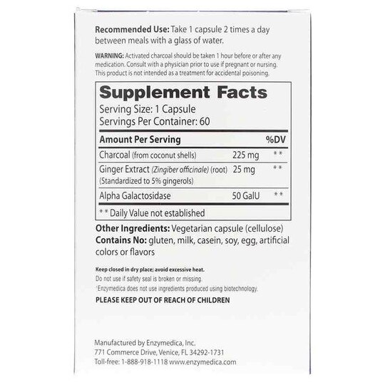Purify Activated Coconut Charcoal Plus, 60 Capsules, ENZ