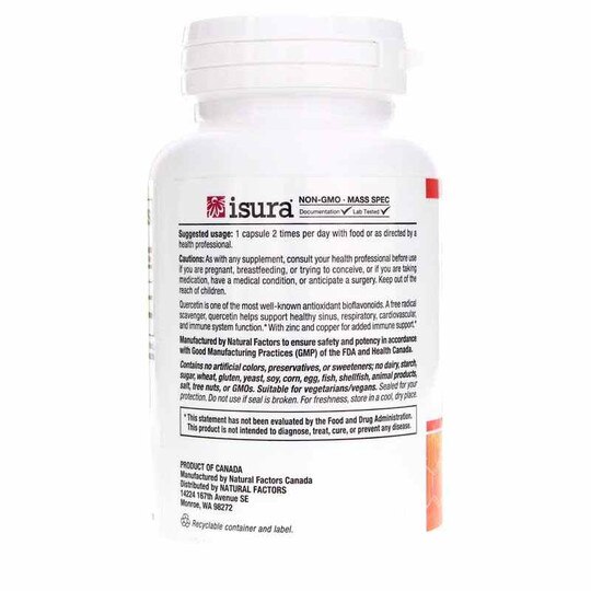 Quercetin 500 Mg with Zinc & Copper, 60 Veg Capsules, NF