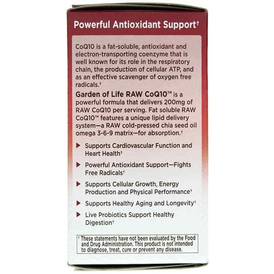 Raw CoQ10 200 Mg, 60 Veg Capsules, GOL